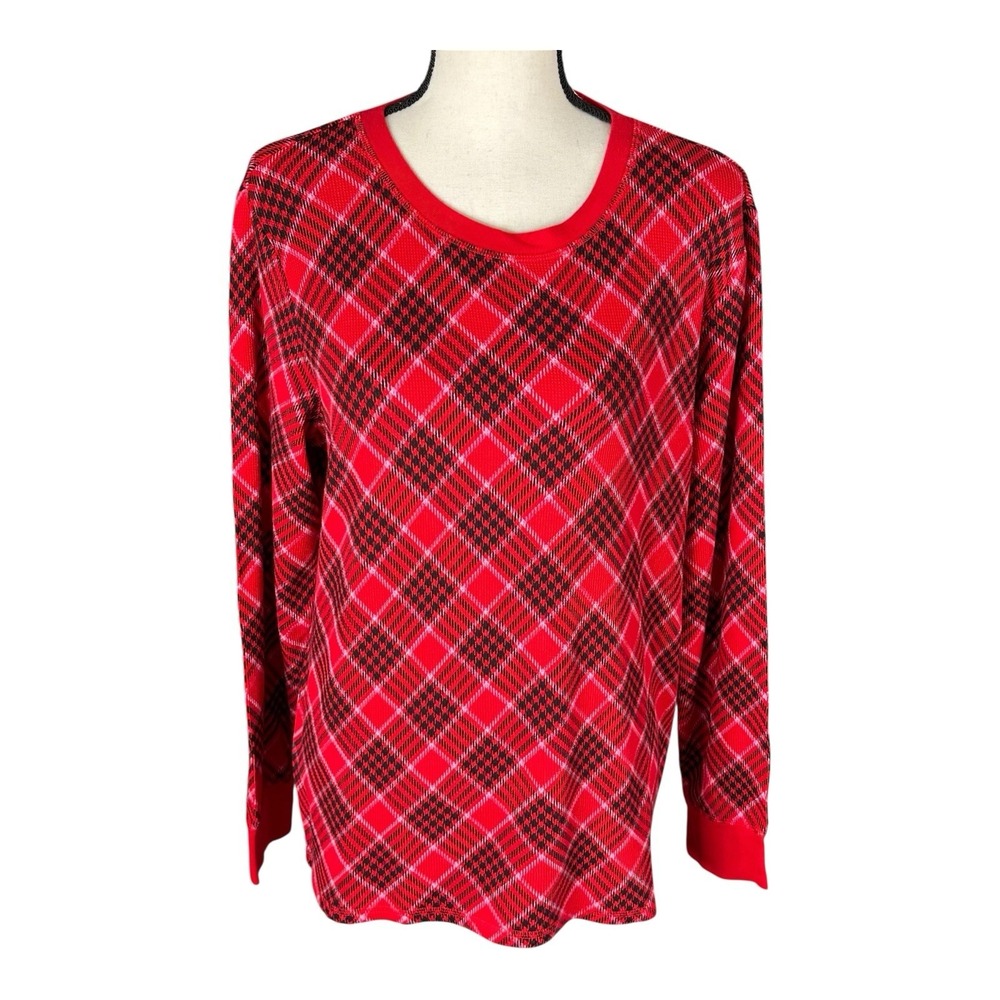 PINK Victorias Secret Sweater Women XL Red Pullover Plaid Sleepwear Preppy‎
